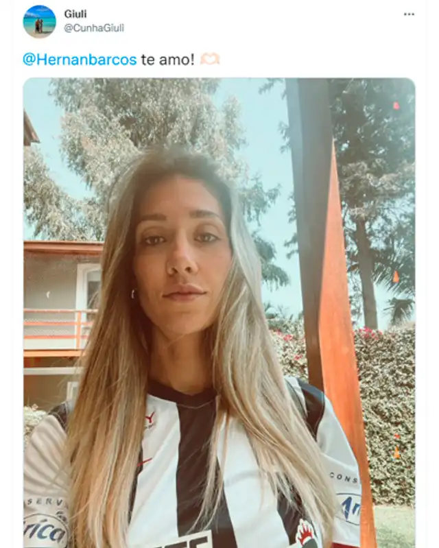 Mensaje de Giuli Cunha a su esposo Hernán Barcos