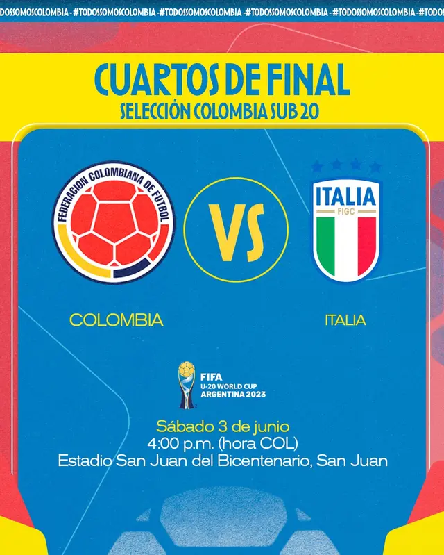 Colombia anuncia su partido ante Italia. Foto: Twitter Colombia   