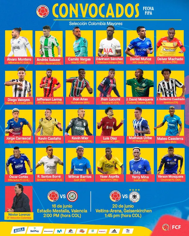 Convocados de Colombia