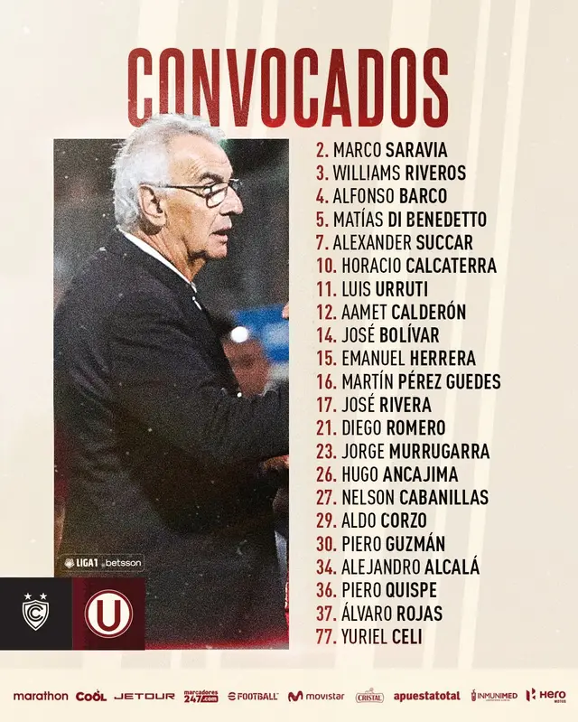 Convocados de Universitario ante Cienciano