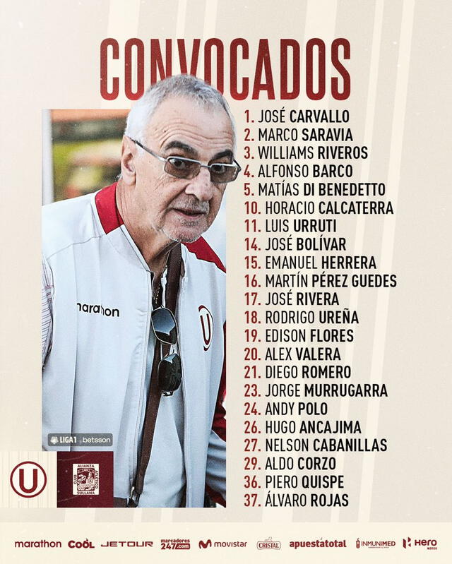  Universitario publicó su lista de convocados ante Alianza Atlético de Sullana. Foto Twitter U   