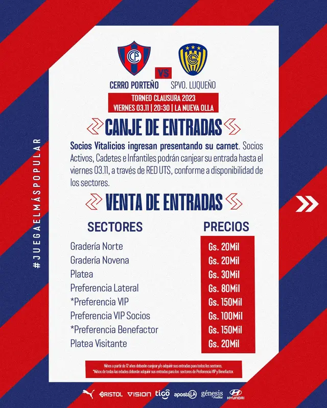 Entradas de Cerro Porteño vs. Sportivo Luqueño