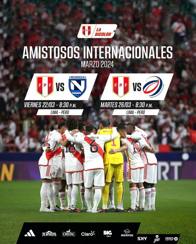 Selección peruana confirmó amistosos
