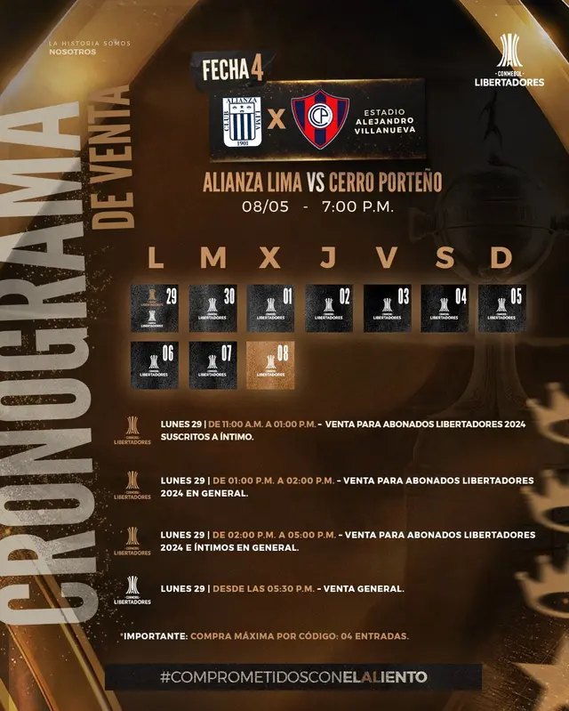 Cronograma de venta de entradas   