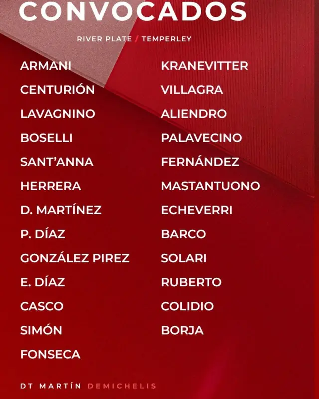 convocados river plate