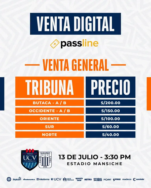 Entradas Alianza Lima vs César Vallejo Entradas Alianza Lima vs César Vallejo