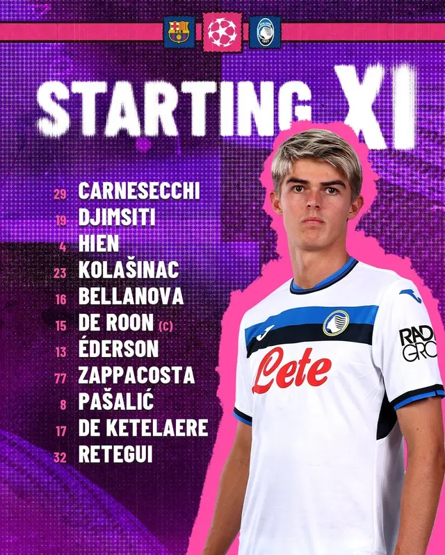 Alineación de Atalanta vs. Barcelona   