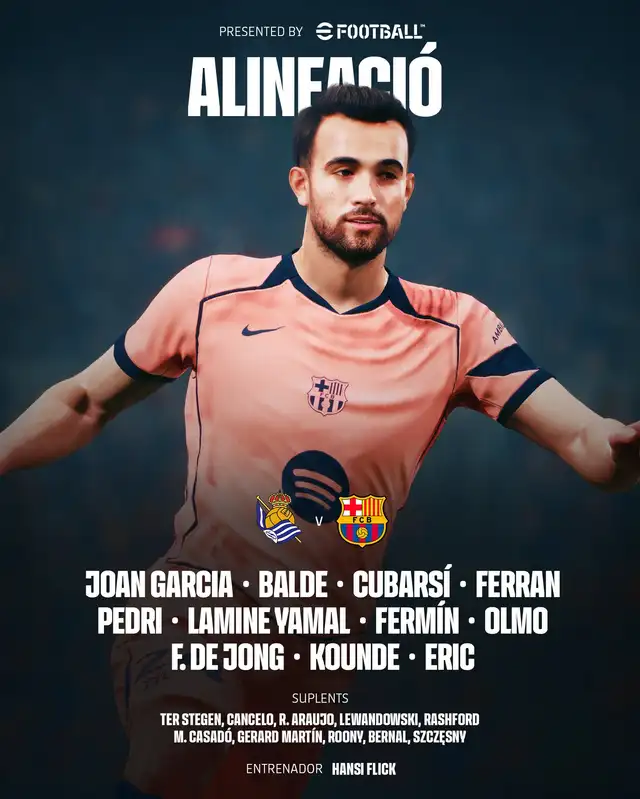 Alineación de Barcelona vs. Real Sociedad. Alineación de Barcelona vs. Real Sociedad.