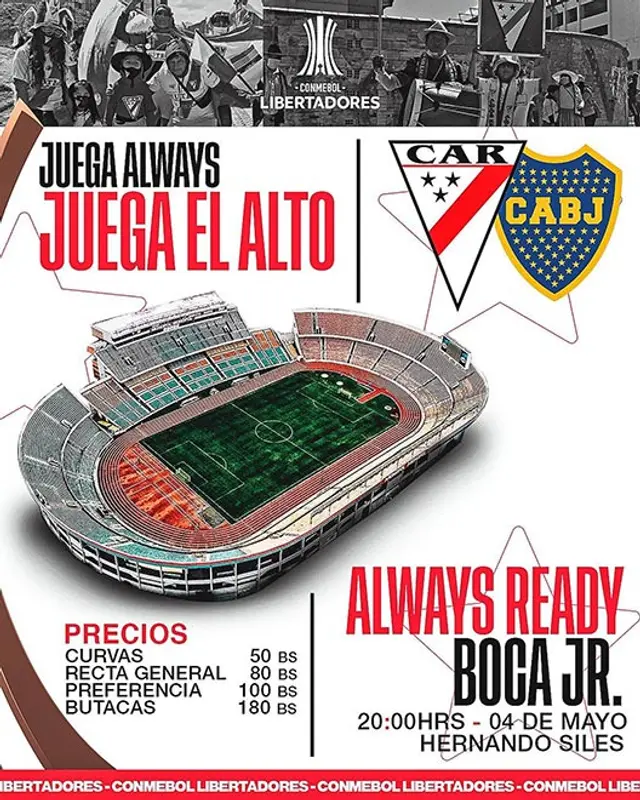 Always Ready vs Boca Juniors en vivo online y en directo vía espn 2, fox sports 2, futbol libre, tarjeta roja, pirlo tv y facebook watch por Copa Libertadores 2022