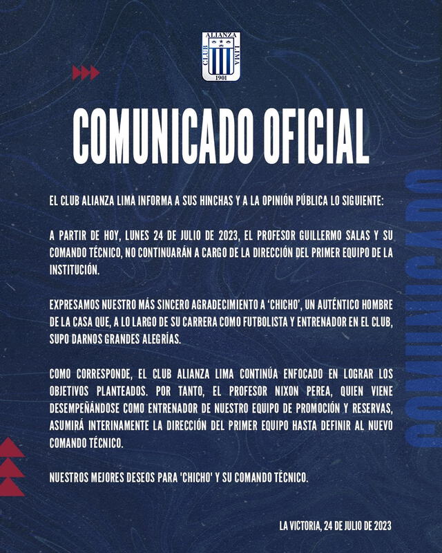 alianza lima comunicado