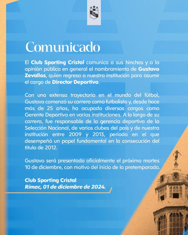 Comunicado de Sporting Cristal.