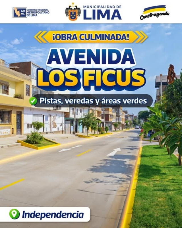 La avenida Los Ficus ya fue entregado. (Foto: Municipalidad de Lima)   