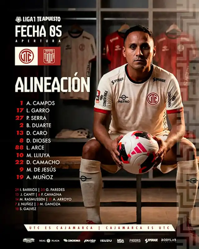Alineación de UTC vs. Alianza Lima.   