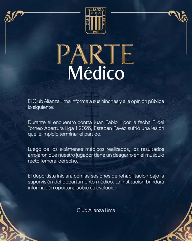 Parte médico de Esteban Pavez.
