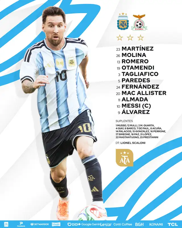 Formación de Argentina vs. Zambia  