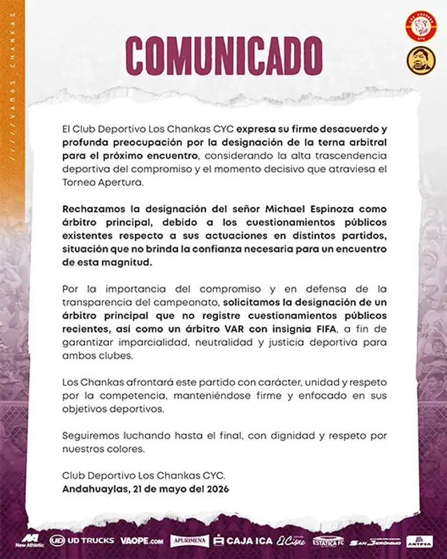 Los Chankas, Liga 1
