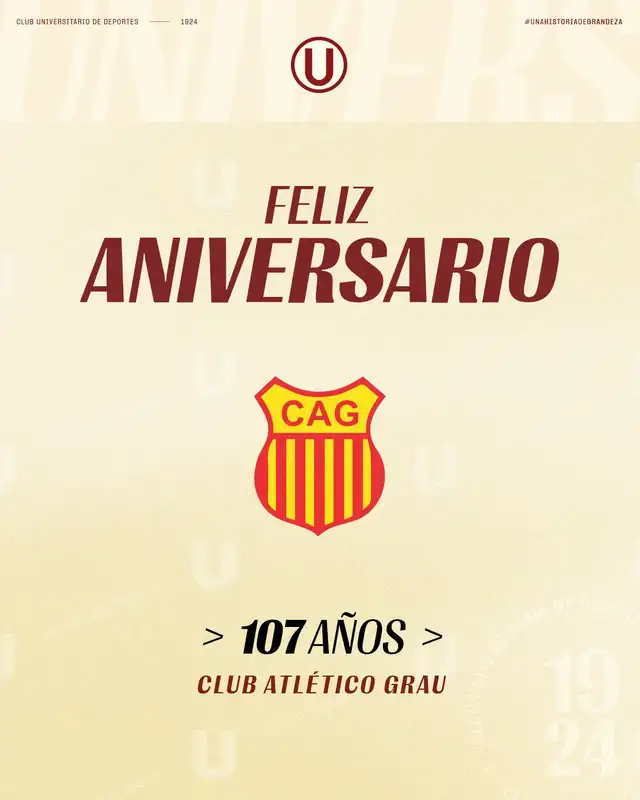 Universitario saludó a Atlético Grau por su 107 años de fundación Universitario saludó a Atlético Grau por su 107 años de fundación