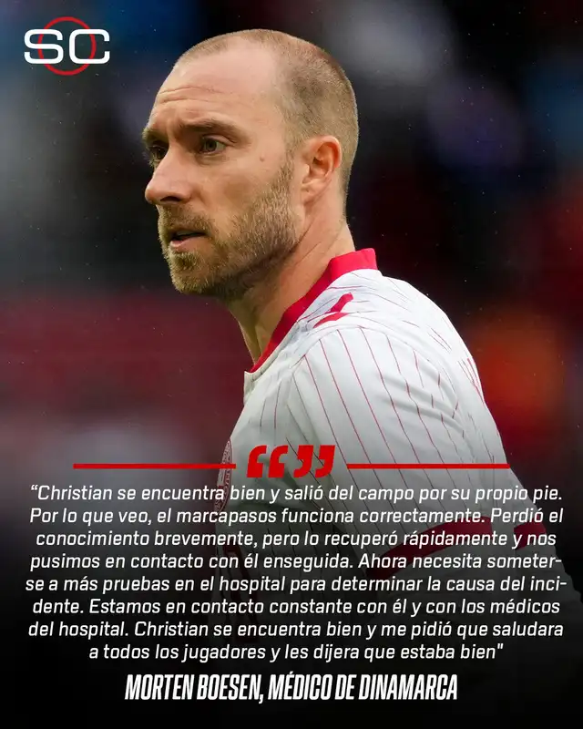 Comunicado de Dinamarca sobre Erikse. Foto: ESPN Comunicado de Dinamarca sobre Erikse. Foto: ESPN