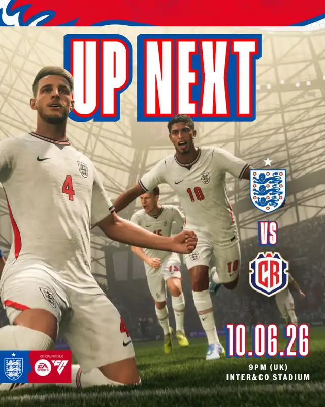 Inglaterra presentó su amistoso ante Costa Rica
