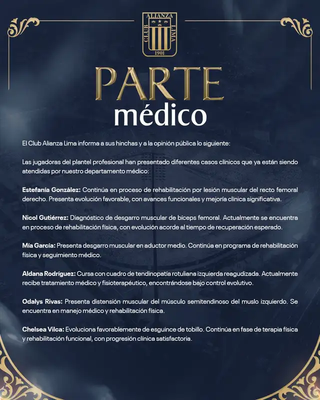 Alianza Lima Femenino informó la lesión de 9 jugadoras Alianza Lima Femenino informó la lesión de 9 jugadoras