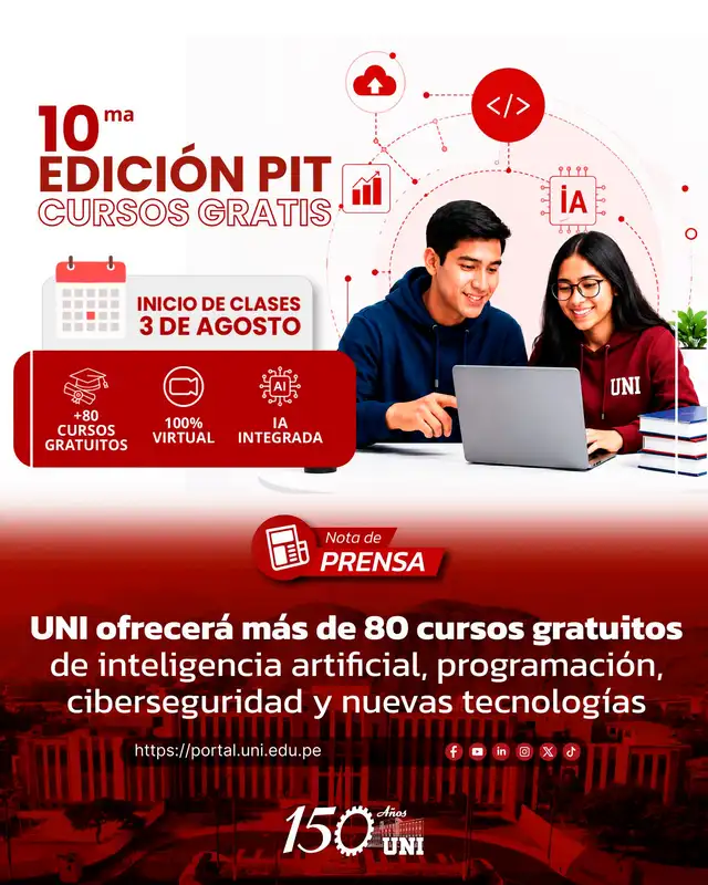 La UNI ofrecerá más de 80 cursos gratuitos en inteligencia artificial, programación y nuevas tecnologías.  