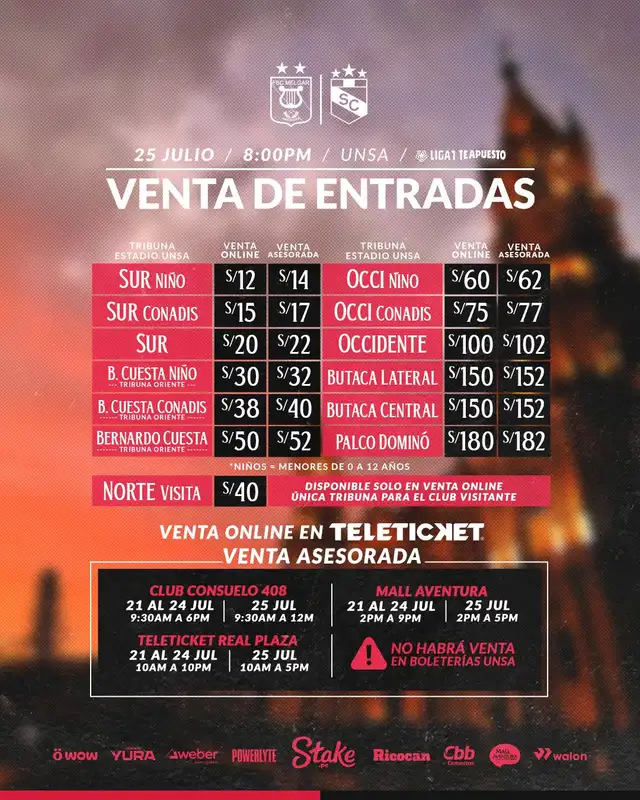 Entradas para el Sporting Cristal vs. Melgar.