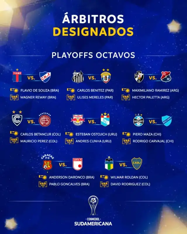 CONMEBOL designó a los árbitros de los duelos de vuelta de los 16avos de la Copa Sudamericana