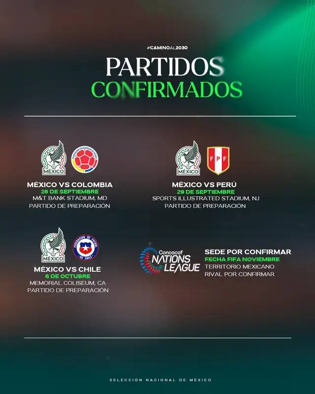 La selección mexicana confirmó día y estado del partido amistoso contra Perú La selección mexicana confirmó día y estado del partido amistoso contra Perú