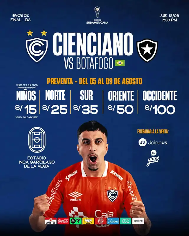 Cienciano lanzó las entradas para el partido contra Botafogo por Copa Sudamericana 2026