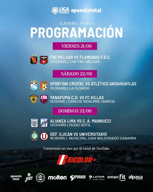 Programación de la fecha 6 de la Liga Femenina Programación de la fecha 6 de la Liga Femenina
