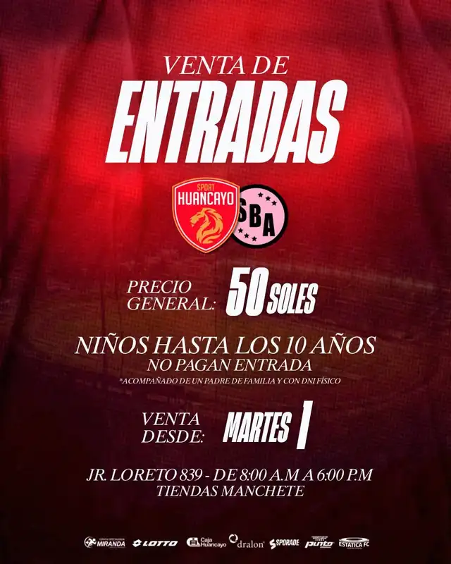 Sport Huancayo sacó a la venta las entradas para el partido contra Sport Boys