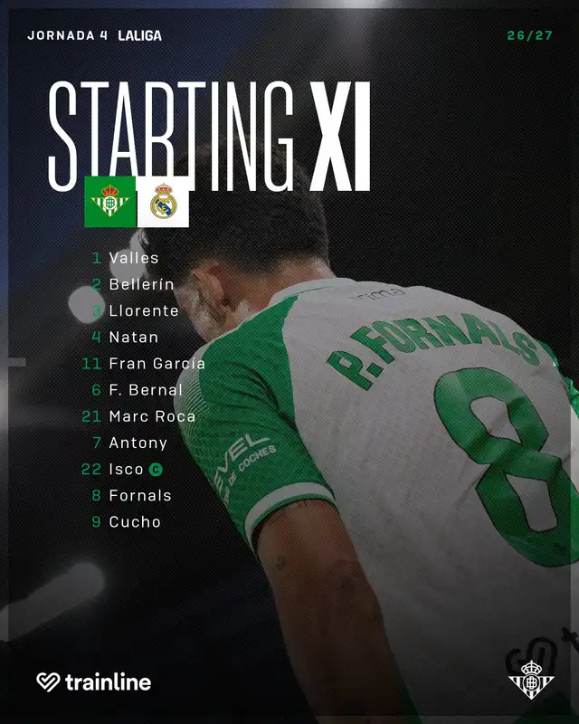 Once confirmado de Real Betis Once confirmado de Real Betis