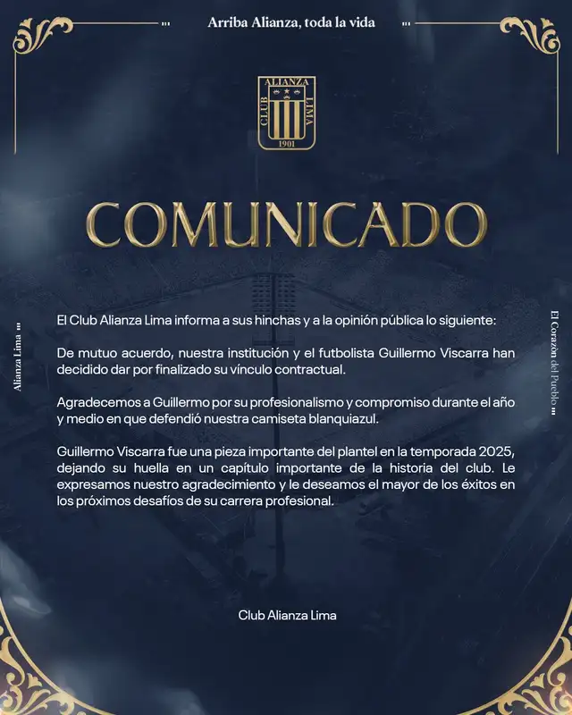 Comunicado de la salida de Guillermo Viscarra. Comunicado de la salida de Guillermo Viscarra.