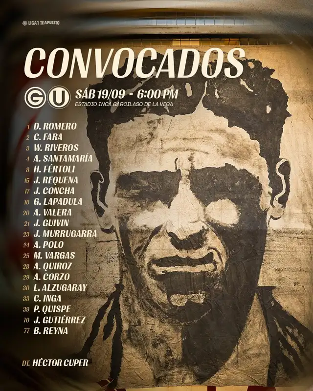 Convocados de Universitario para enfrentar a Deportivo Garcilaso. Foto: Universitario
