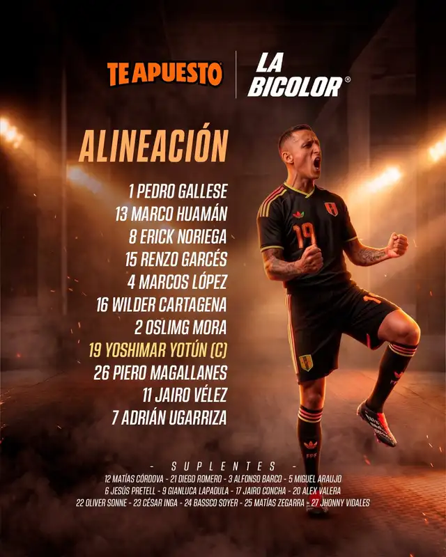 Alineación de Perú contra México. Alineación de Perú contra México.