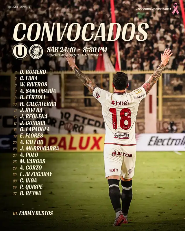 Convocados de Universitario Convocados de Universitario