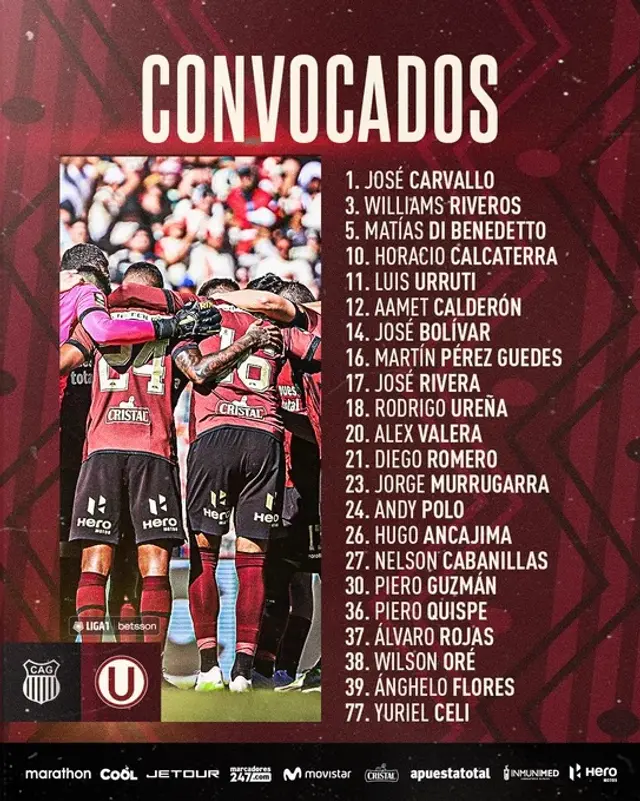 Convocados de Universitario ante Grau