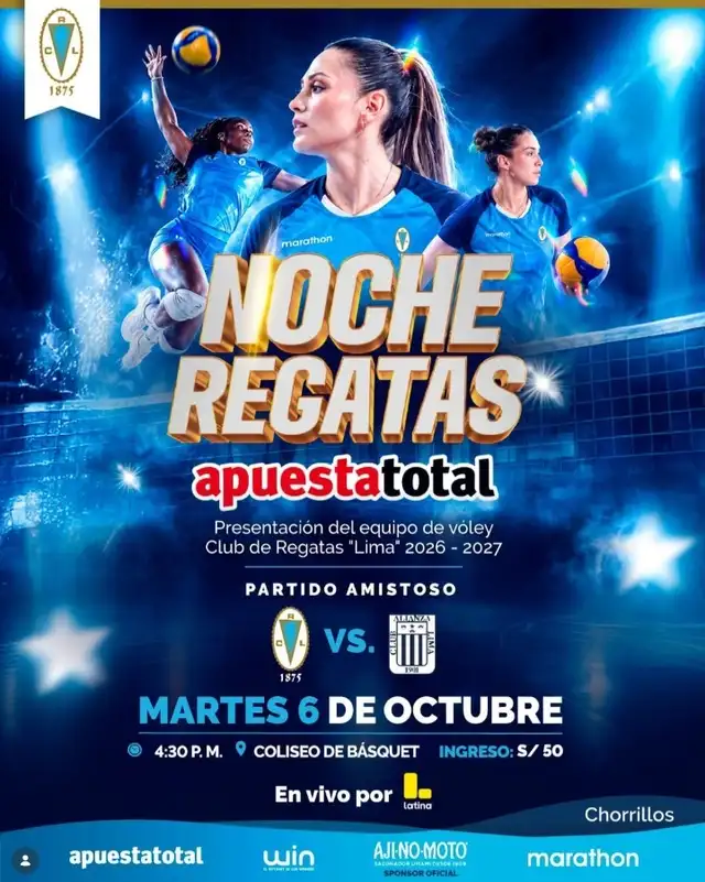 La Noche Regatas 2026 se jugará en Chorrillos.  