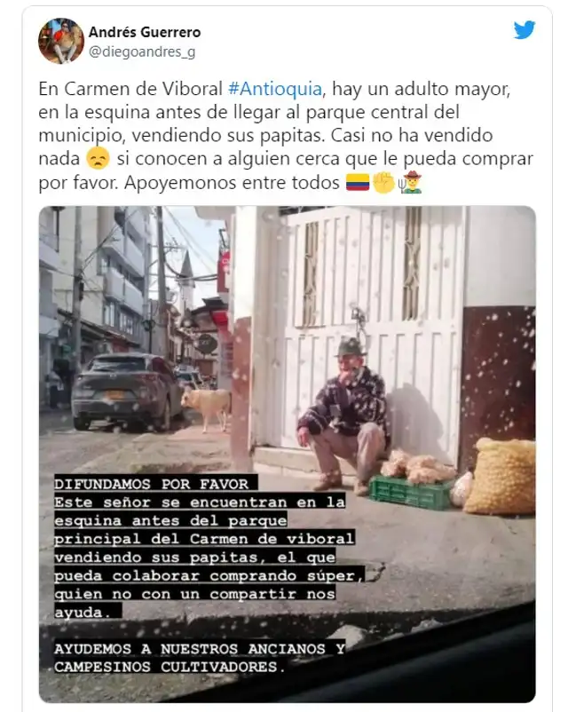 ancianco venta cosecha viral redes sociales