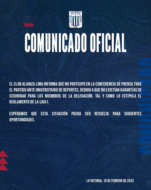 Comunicado de Alianza Lima.