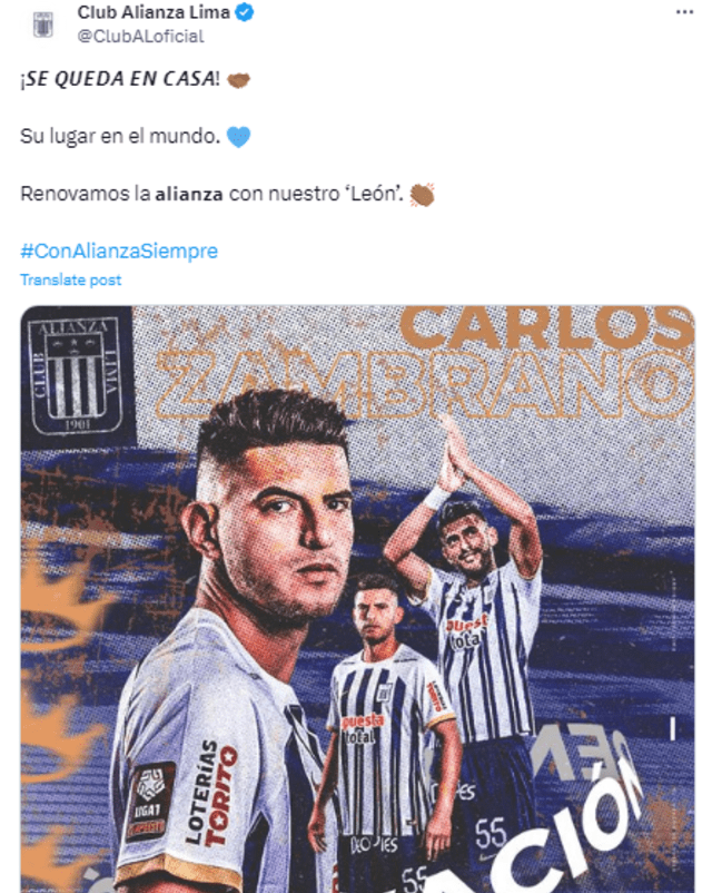 Carlos Zambrano renovó con Alianza Lima.   