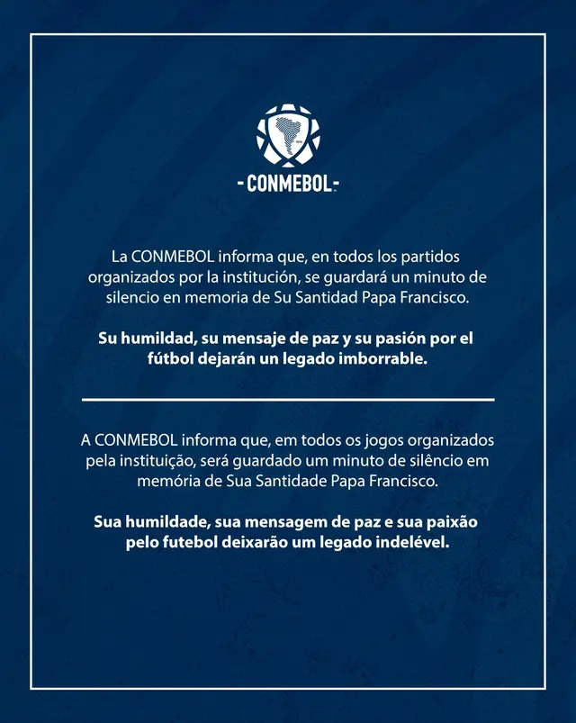 El anuncio de la Conmebol por el Papa Francisco    