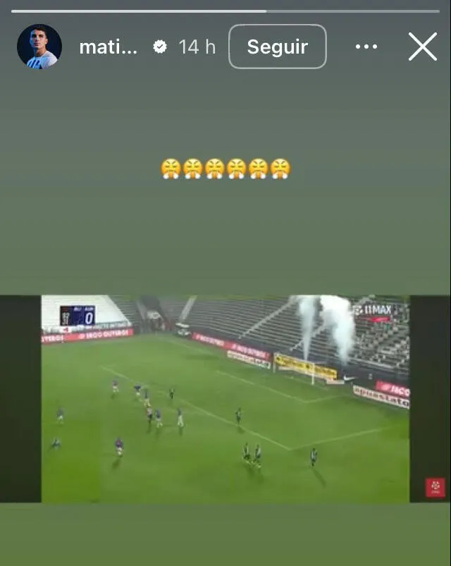 La publicación de Matías Succar en Instagram tras gol anulado    