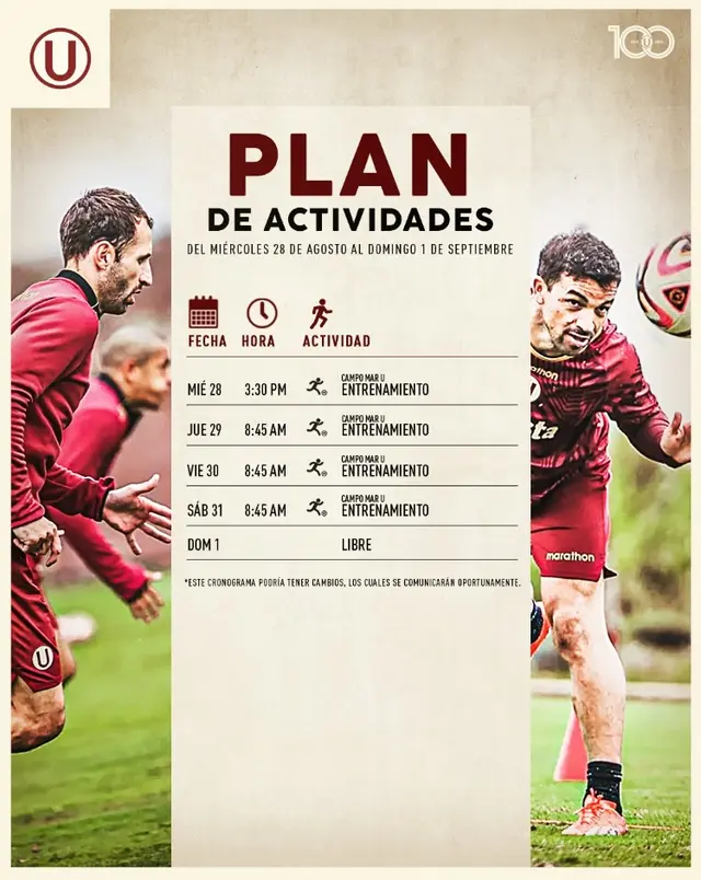 Universitario plan de actividades