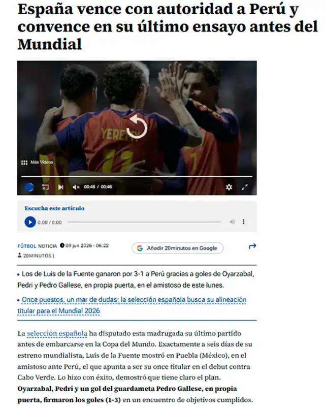 Fue la nota del medio 20Minutos