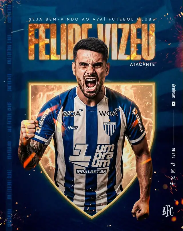 Felipe Vizeu, exjugador de Sporting Cristal, fue presentado en Avaí como su nuevo fichaje