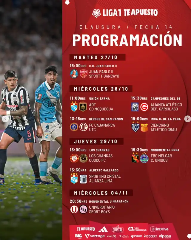 Programación de la fecha 14 del Torneo Clausura