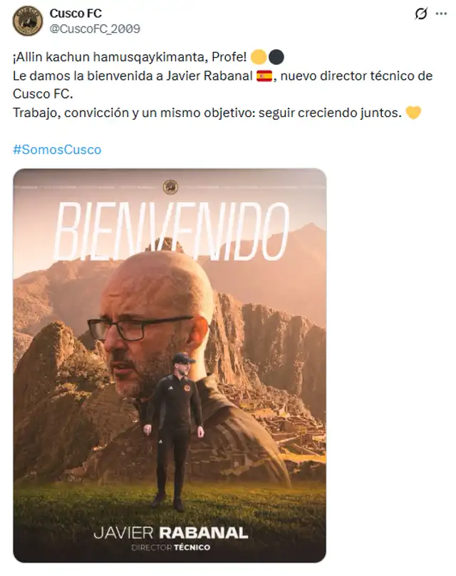 Cusco FC oficializó a Javier Rabanal Cusco FC oficializó a Javier Rabanal
