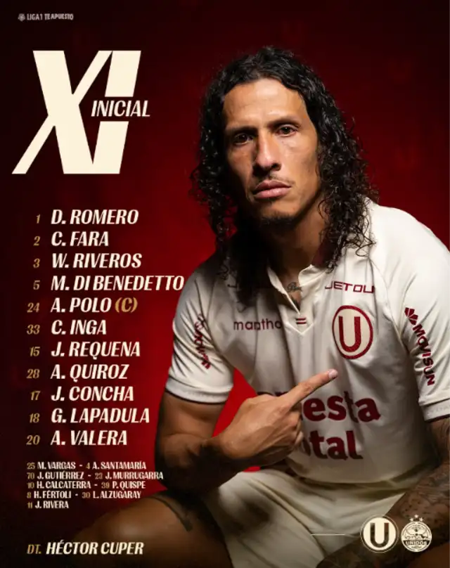 Alineación de Universitario. Foto: Universitario