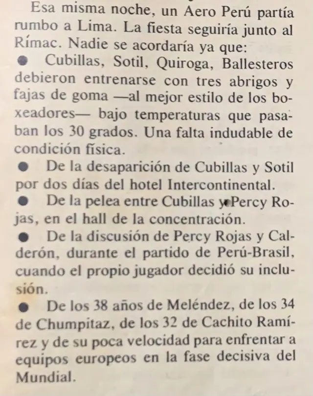 Seleccion Peruana, desconcentracion en seleccion peruana, Argentina 78